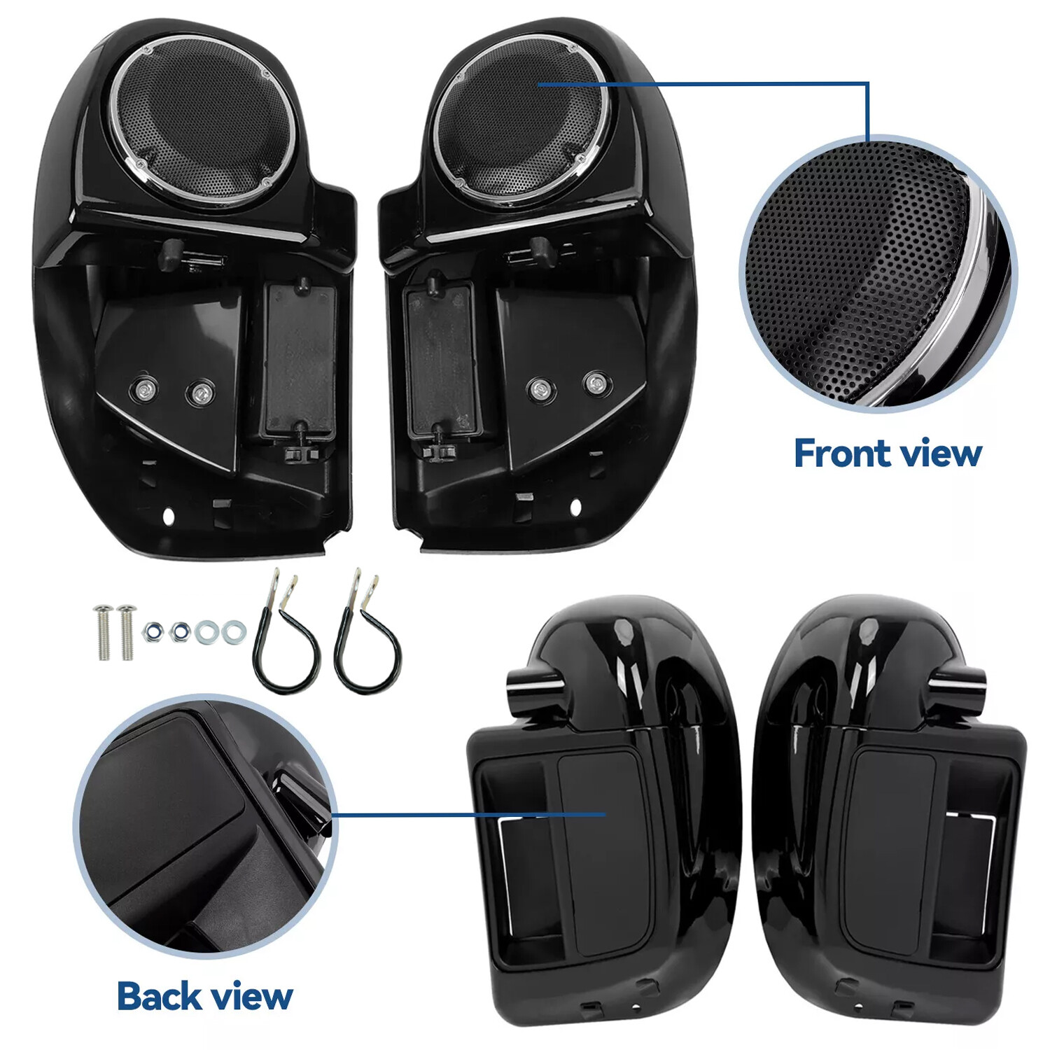 6.5" Speaker Box Pod Lower Vented Leg Fairing W/Grills For Harley Touring 14-24