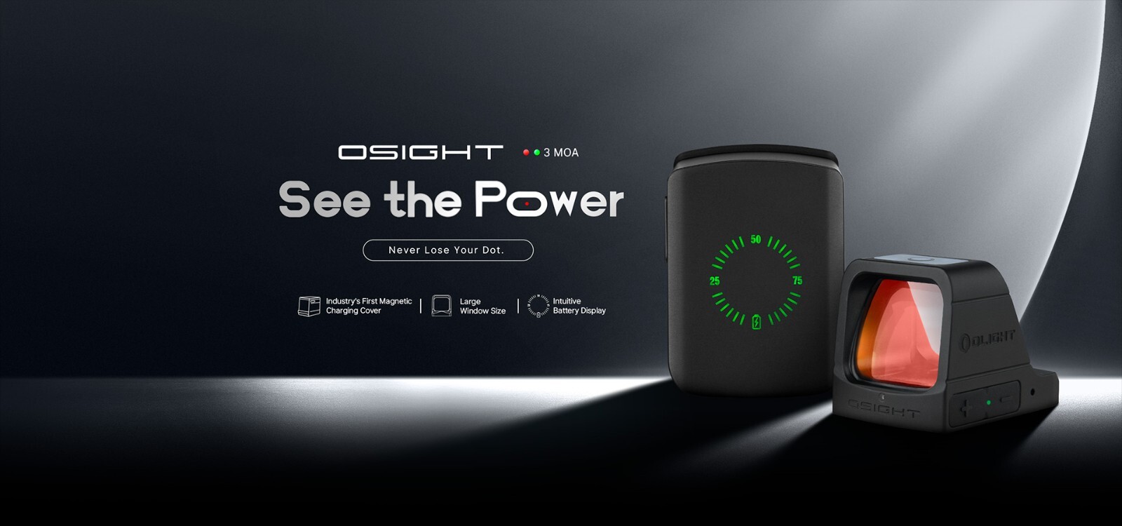 Olight Osight Red - See the Power, 3 MOA, Industry's 1st Magnetic Charging Cover