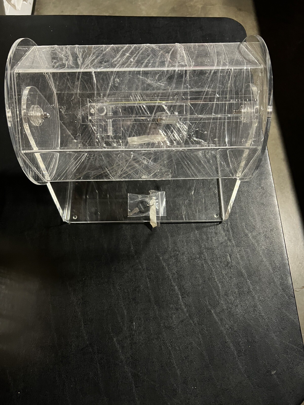 Portable Acrylic Raffle Ticket Lottery Spinning Drum With Key, Transparent