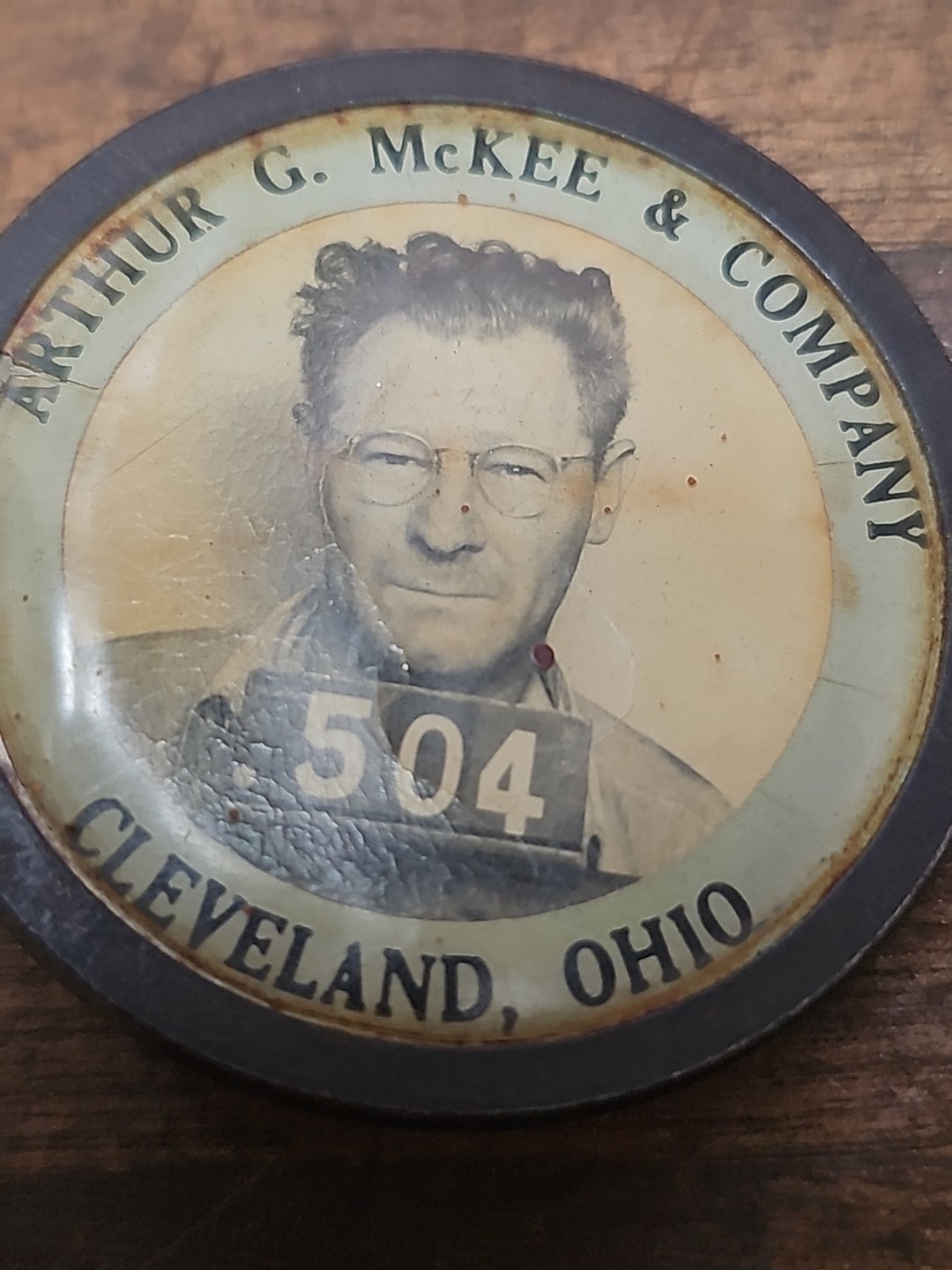 G29 - Vintage WWII Arthur G. Mckee Employee ID Badge - Walter White lookalike