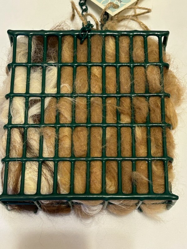 100% Raw Alpaca Fiber Bird Nester ready to hang suet cage nesting material