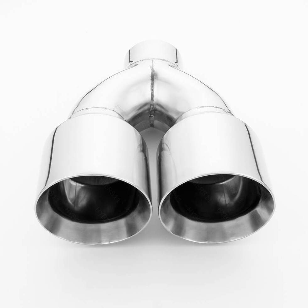 Pair Quad 4.5" Out Exhaust Tips 3" In 304 Stainless Steel Dual Wall Angle Cut