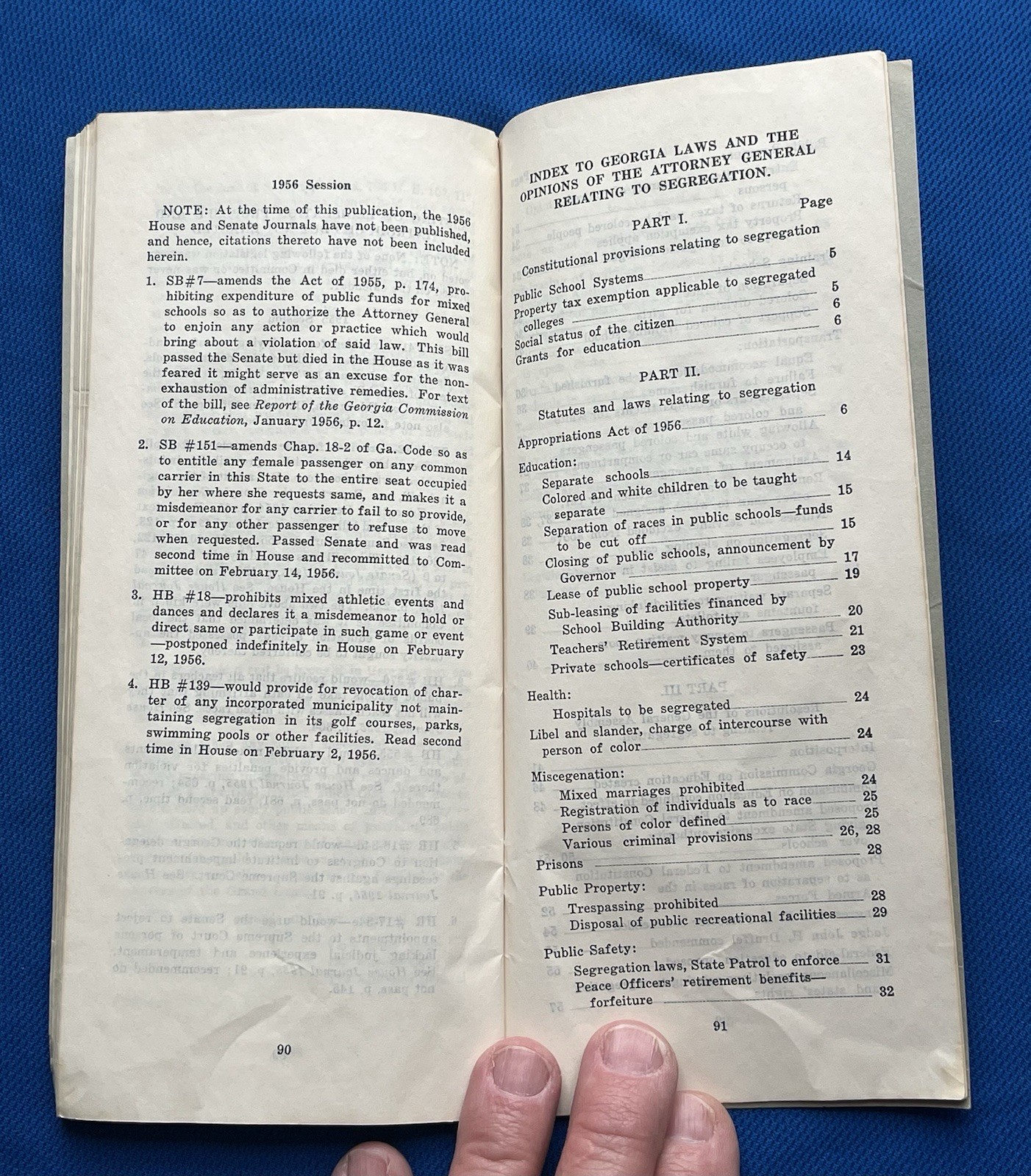 1956 Compilation of Georgia Laws Relating to Segregation of the Races Ga