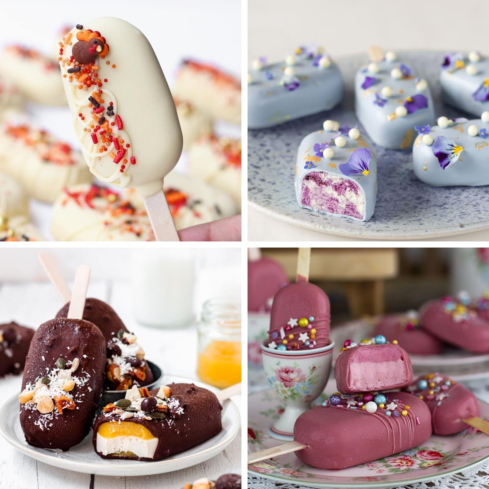 2 Pcs Silicone Ice Cream Molds Popsicle Maker Tray for Cake Pop Ice Pop