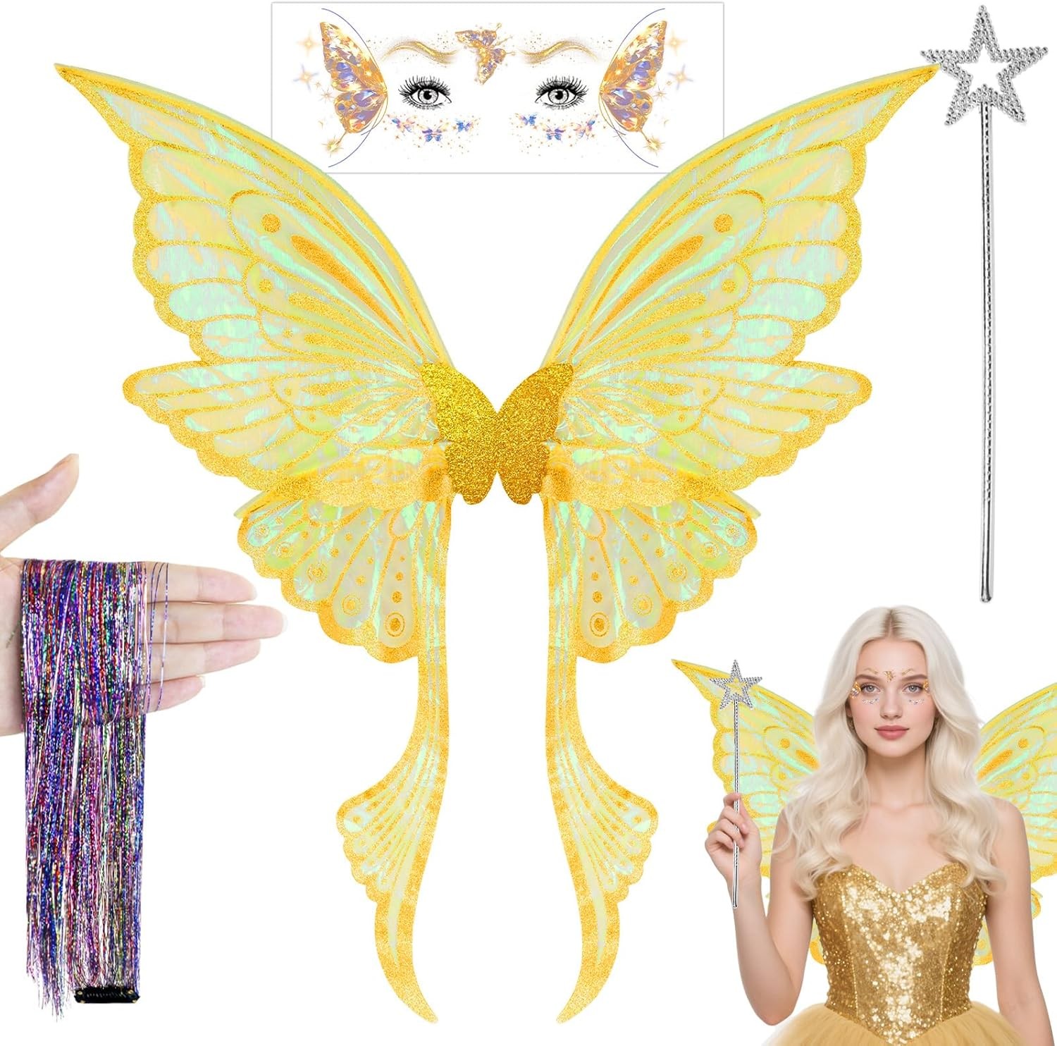 Fairy Wings for Adults Women, Butterfly Angel Wings Fairy Costume for Women Hall