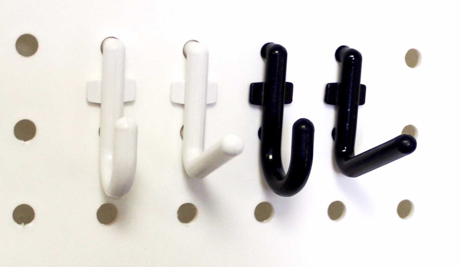 WallPeg Flex-Lock J & L Peg Hooks for 1/4" Pegboard - Lot 100 - Black or White