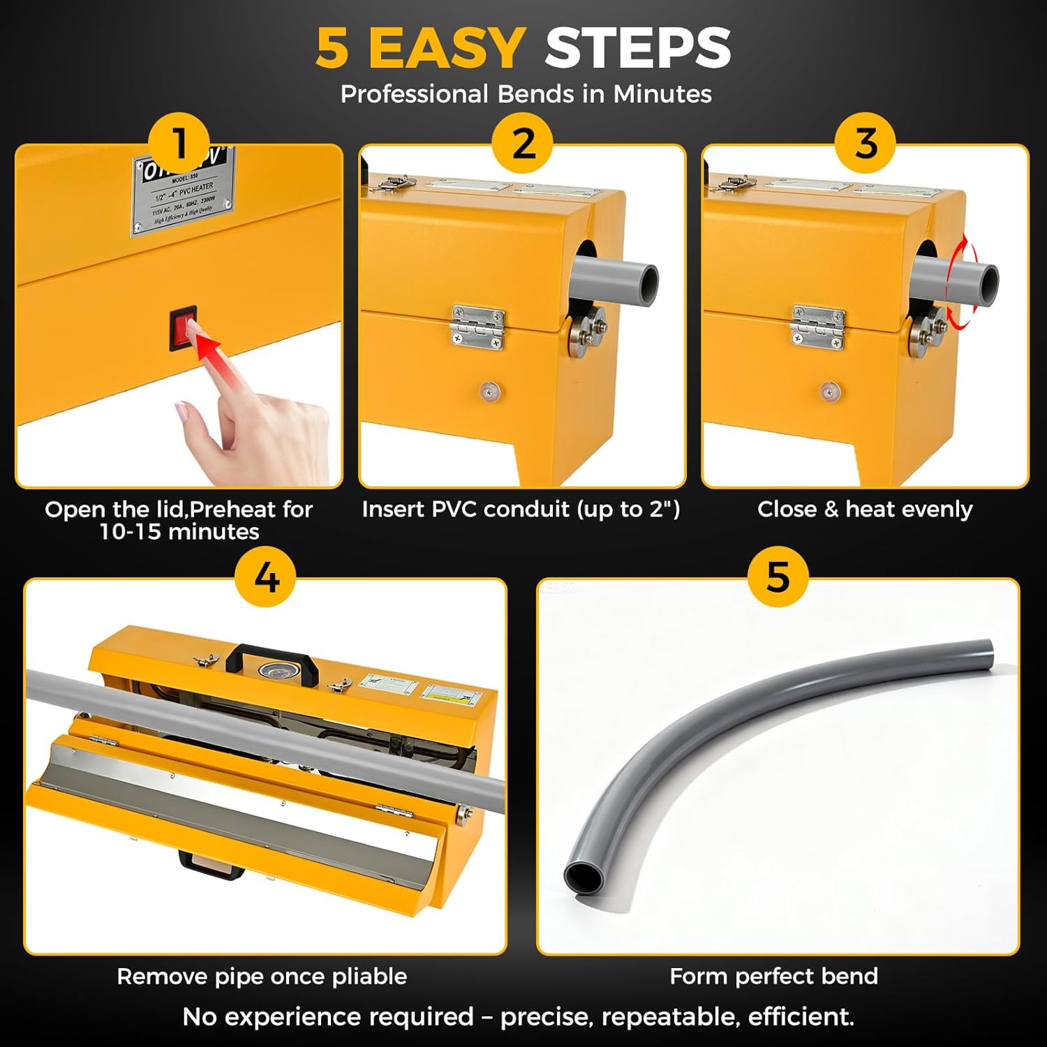 1/2"–2" PVC Conduit Heater Box Electric PVC Bender Tool for Schedule 40/80