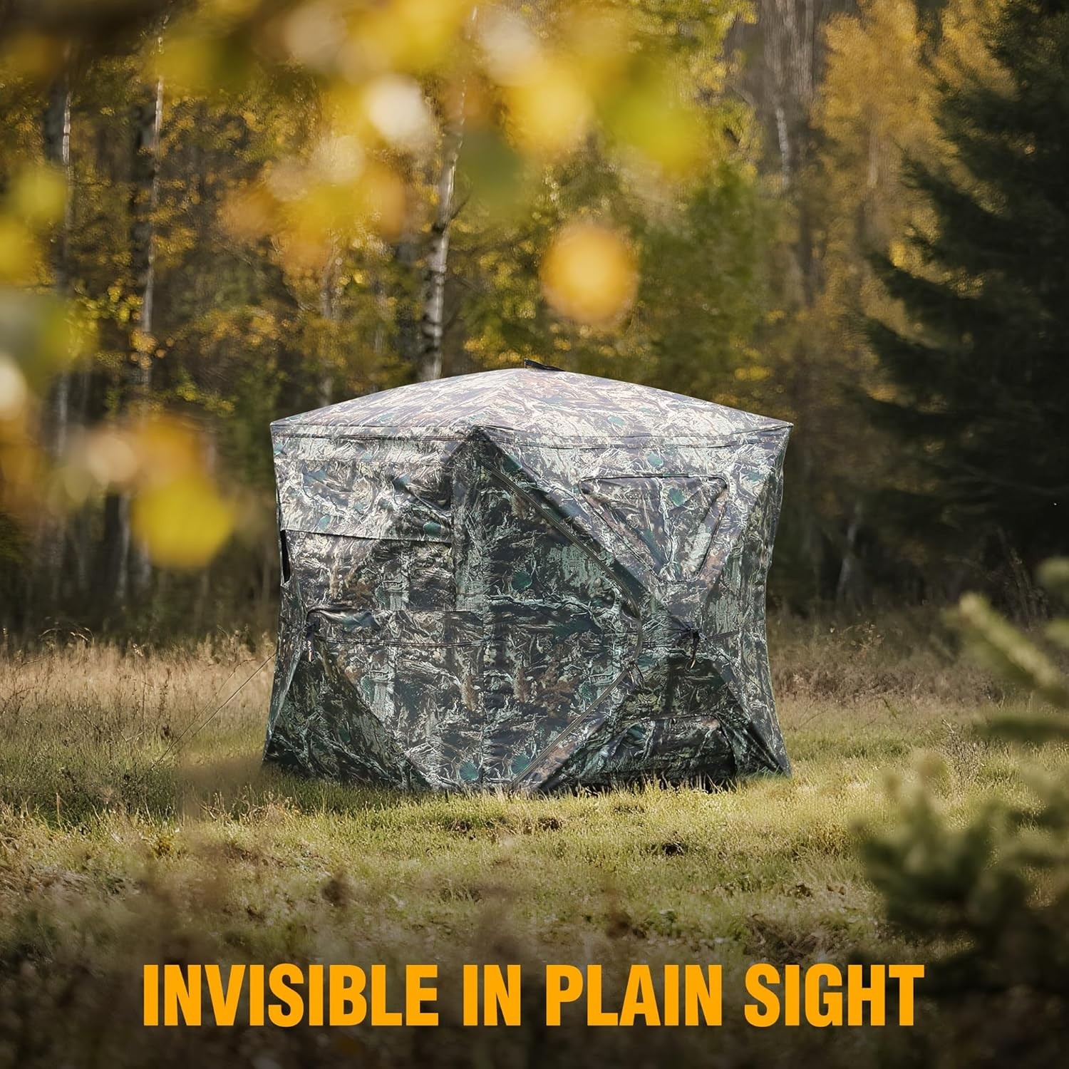 FLISSA Hunting Blind See-Through Fully Opening Door 270° Ground Tents 2-3 Person