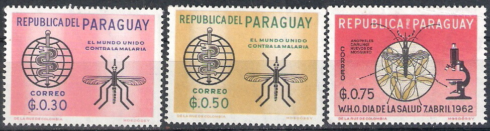 Paraguay 1962 WHO Malaria Eradication Mosquito MNH (SC# 674-676)
