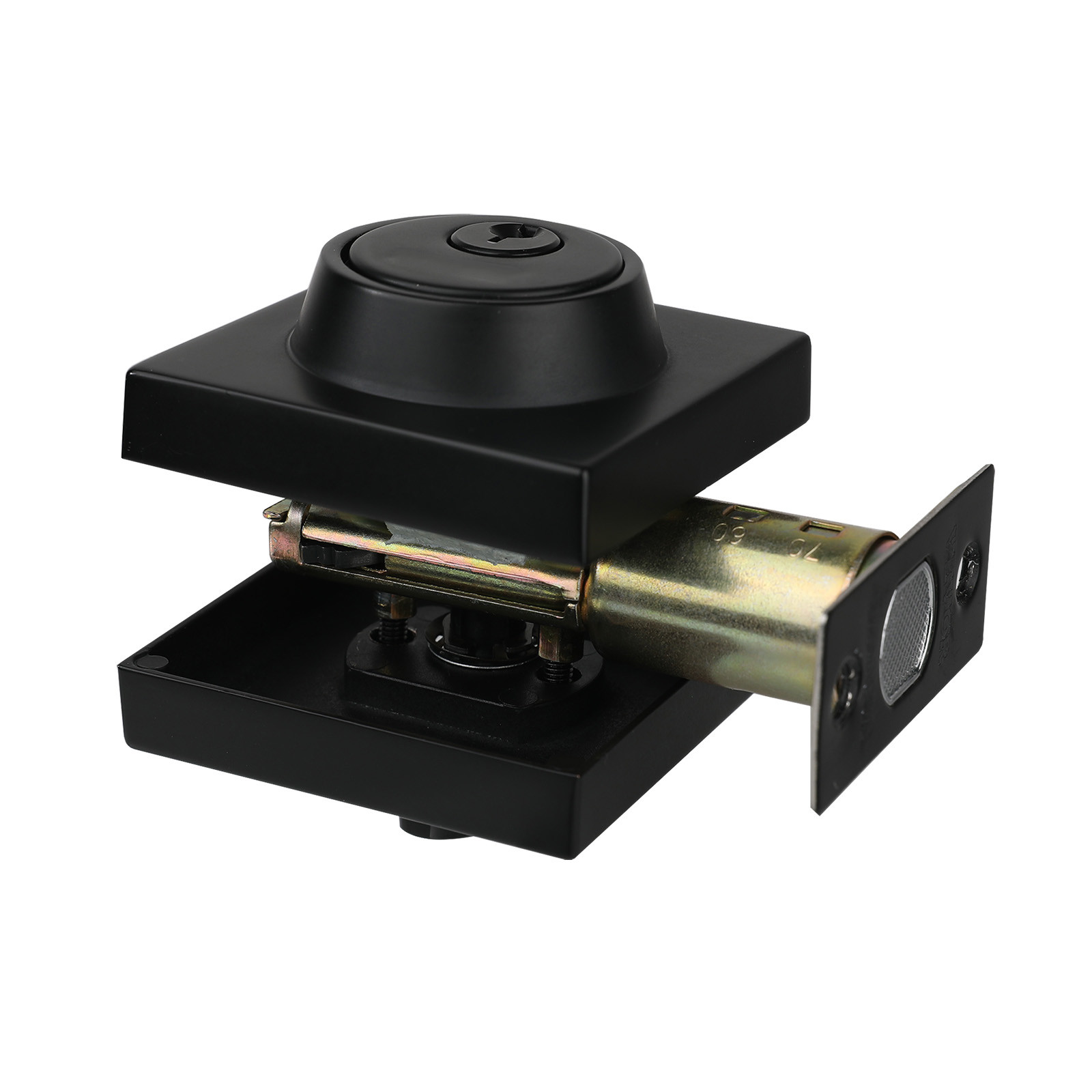 Deadbolt Lock Square Single Cylinder Dead Bolt Keyed Matte Black 3 Keys