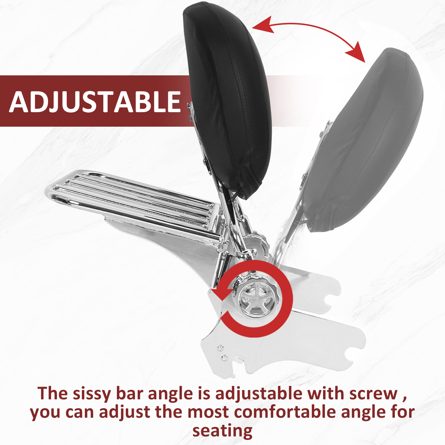 For 97-08 Harley Road King Electra Glide Adjustable Sissy Bar Backrest w/Rack