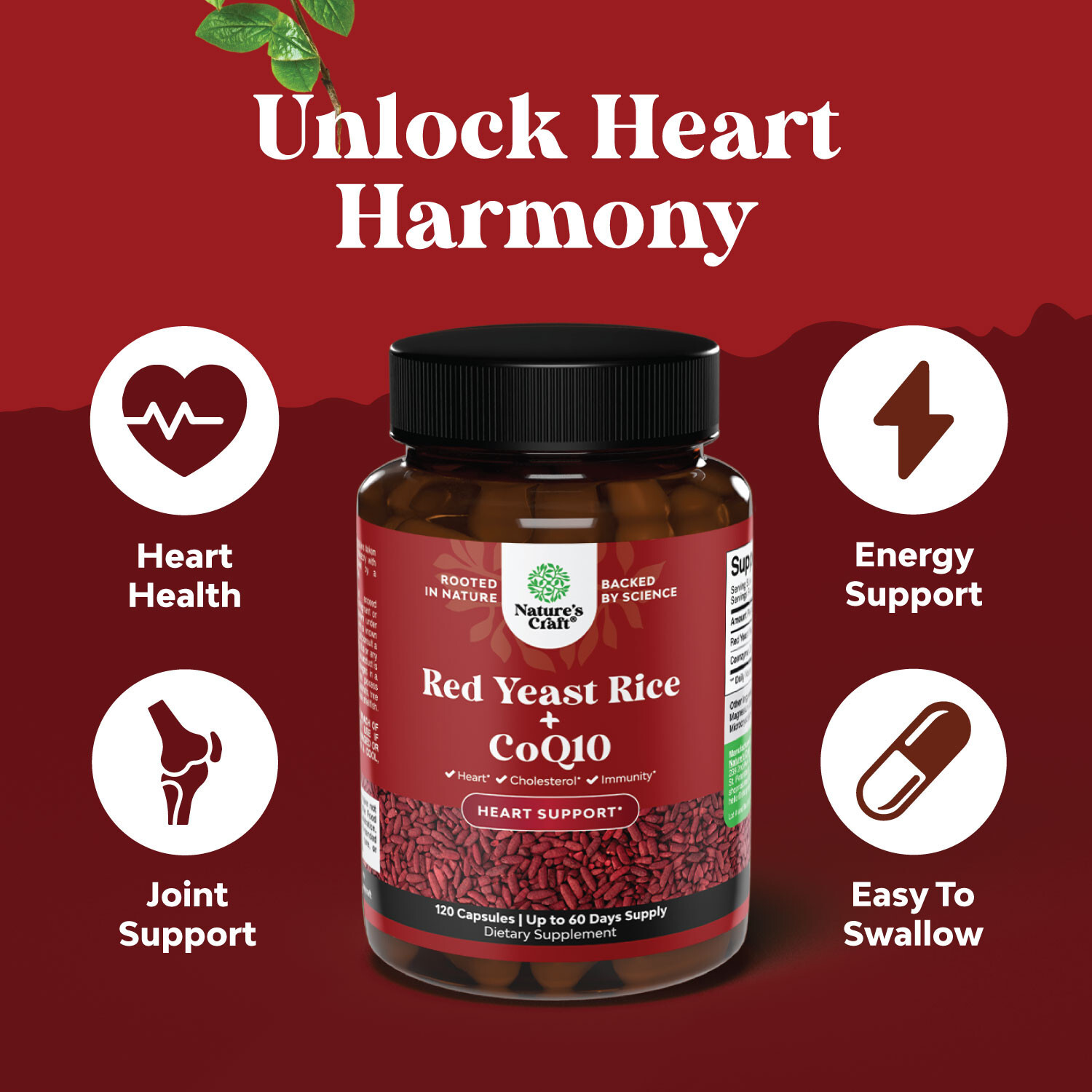 Extra Strength Red Yeast Rice Supplement - Potent 1200mg Per Serving