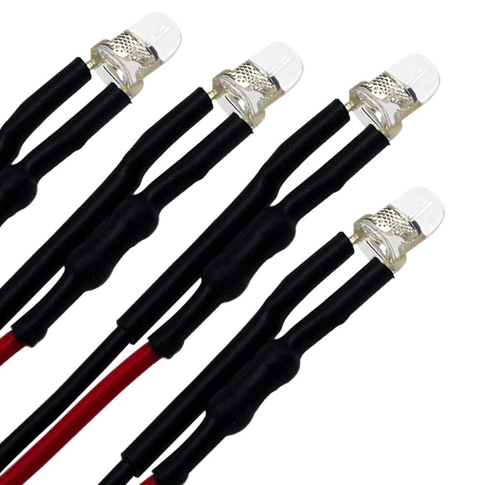 3mm Round Top LED Bulb Clear Light Emitting Diodes Pre-Wired Attached 9-12V DC