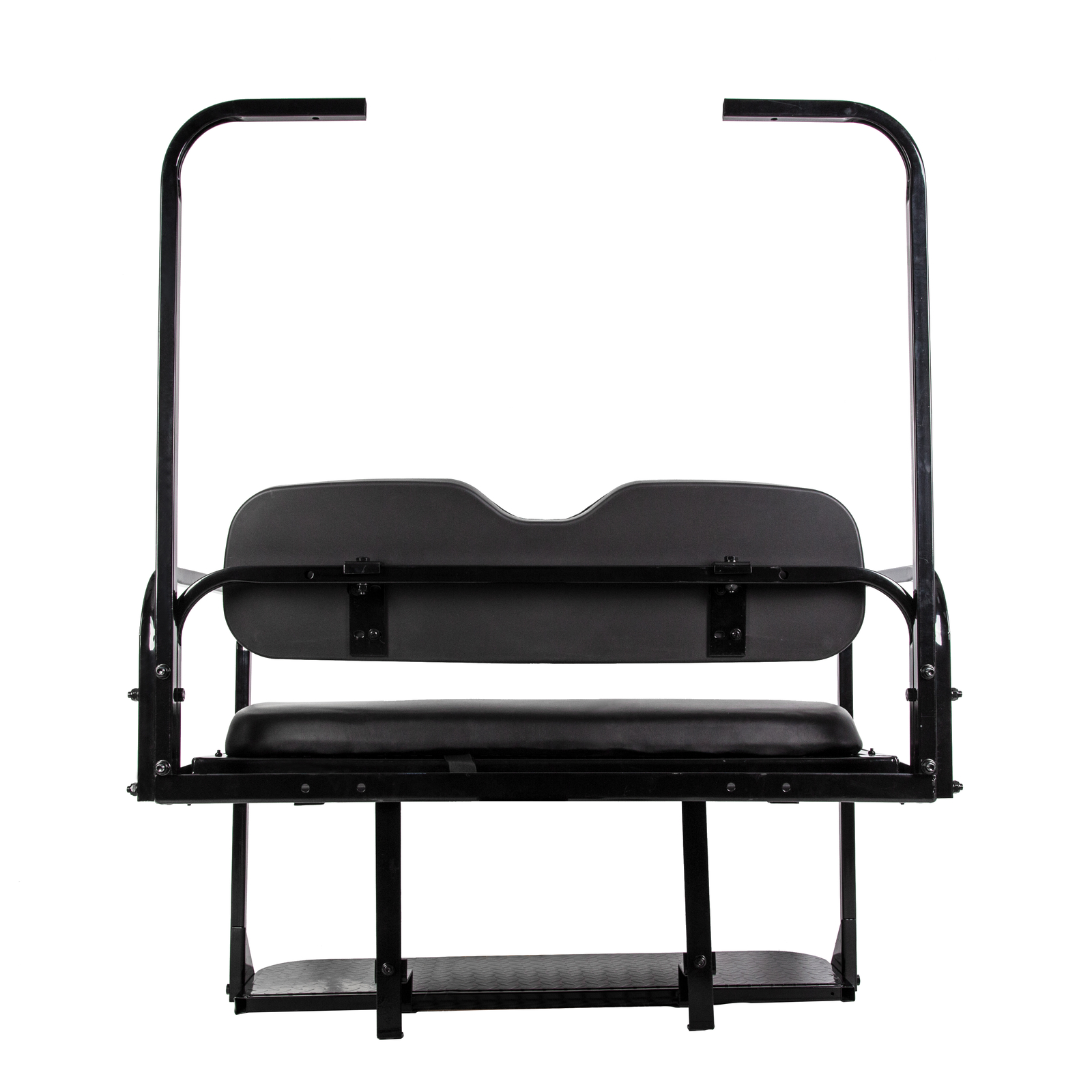 For EZGO TXT Golf Cart Flip Folding Rear Back Seat with Roof Support Kit - Black