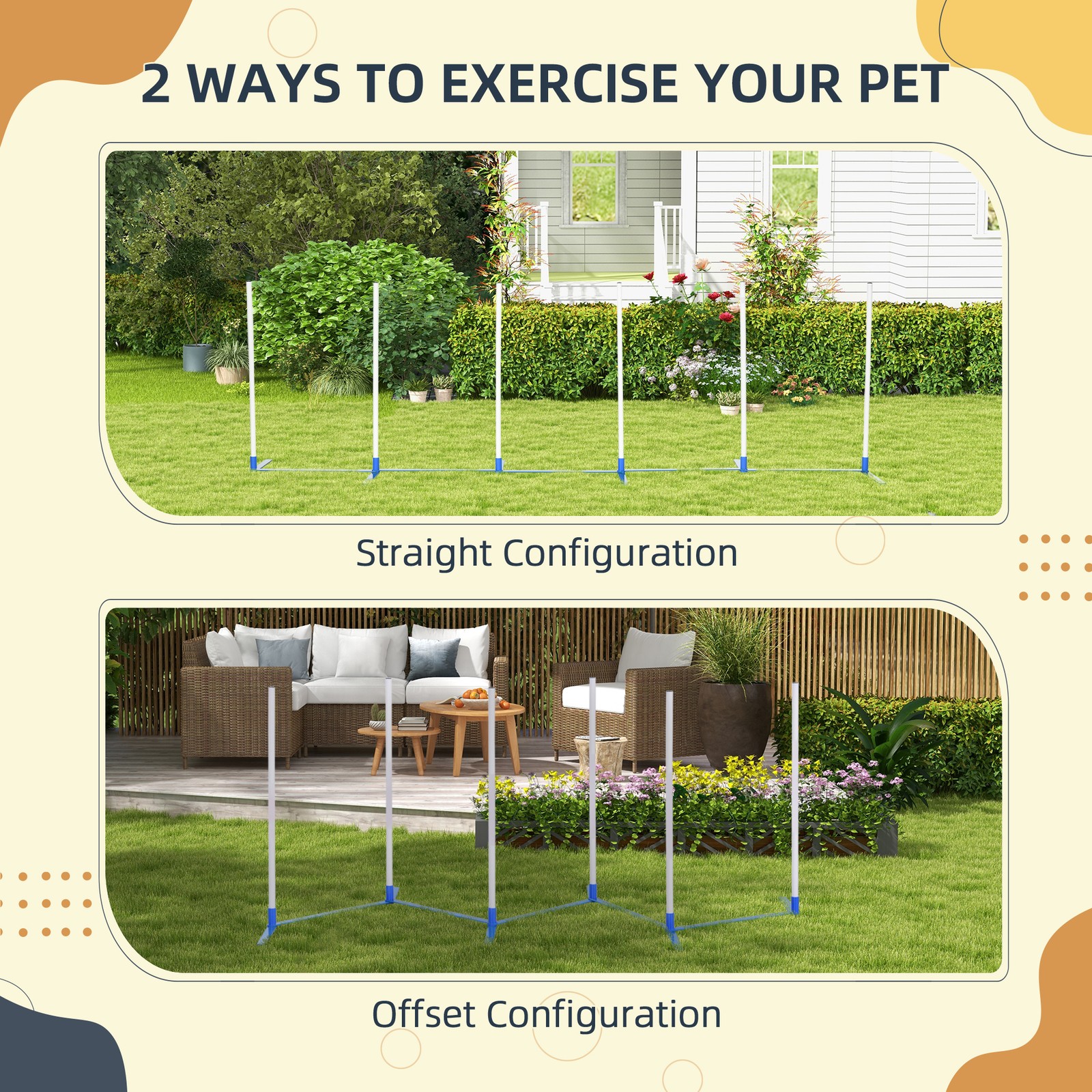 Dog Weave Pole Set Agility Starter Kit Pet Outdoor Exercise Training Set