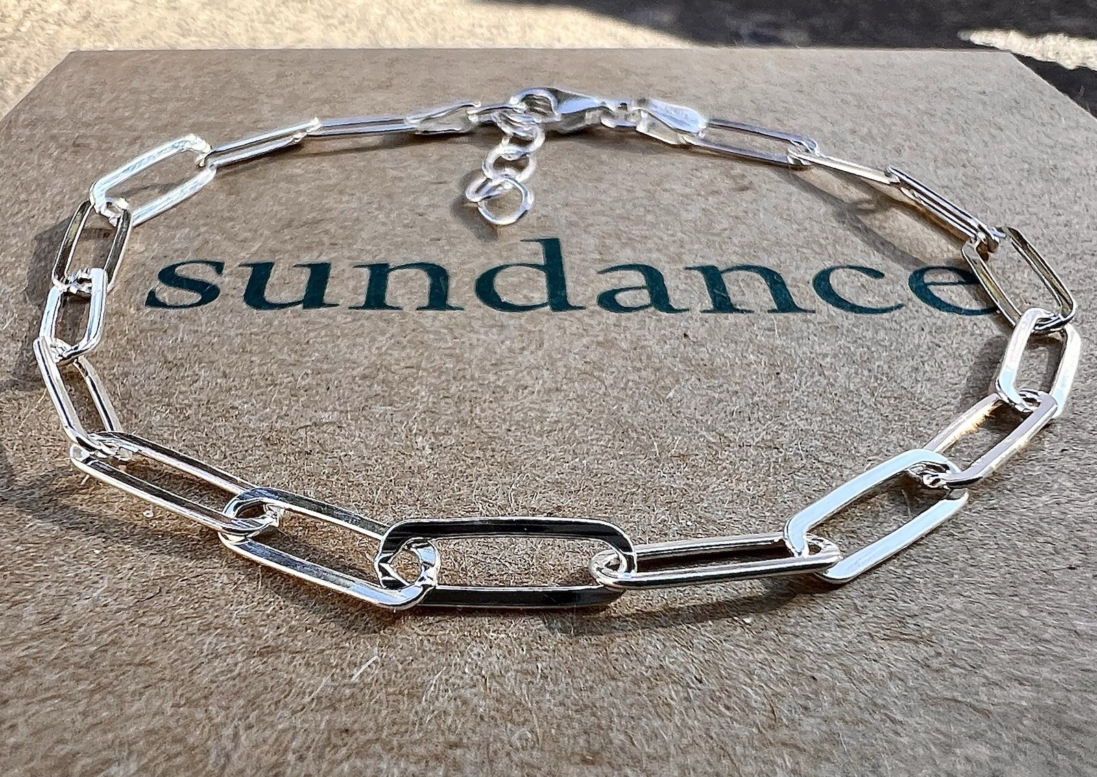 NEW $128 Sundance 7-8" Adjust. Sterling Silver Italy Paperclip 925 Link Bracelet