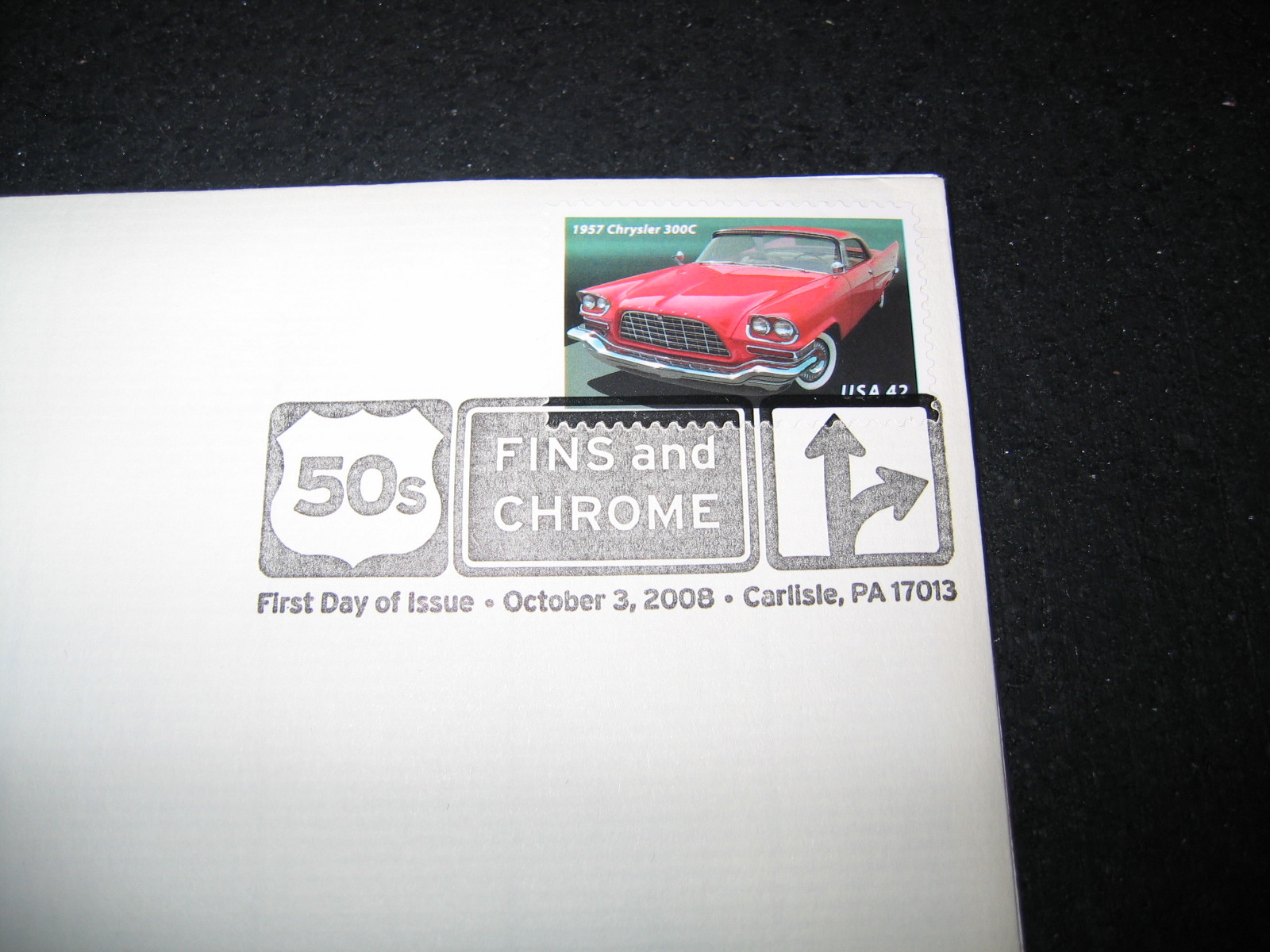 2008 1957 Chrysler 300C 50's Fins Chrome 22kt Gold Golden Cover Stamp Replica