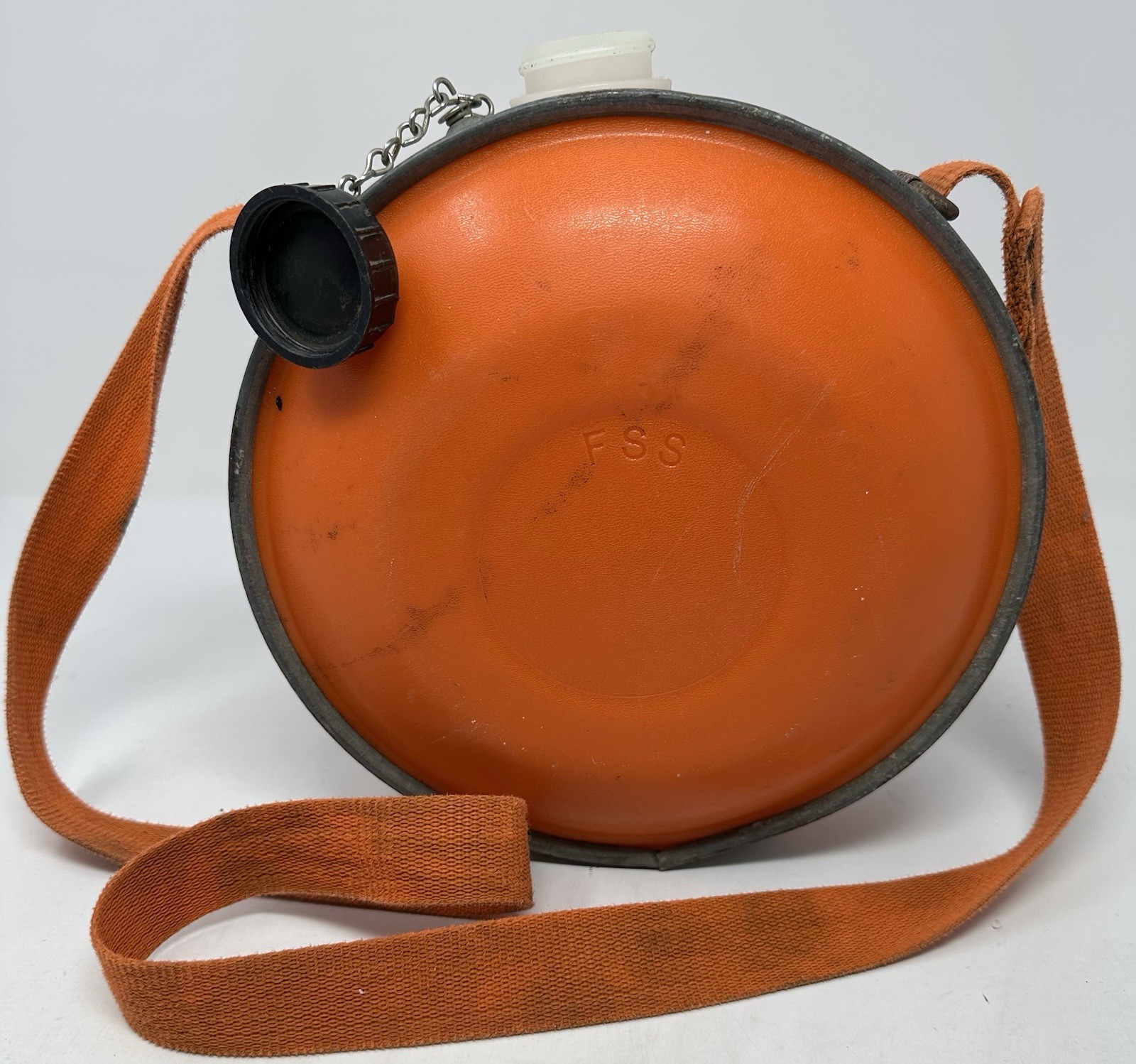 Vintage Oasis 4qt Galvanized Hiking Camping Water Canteen Orange FSS with Strap