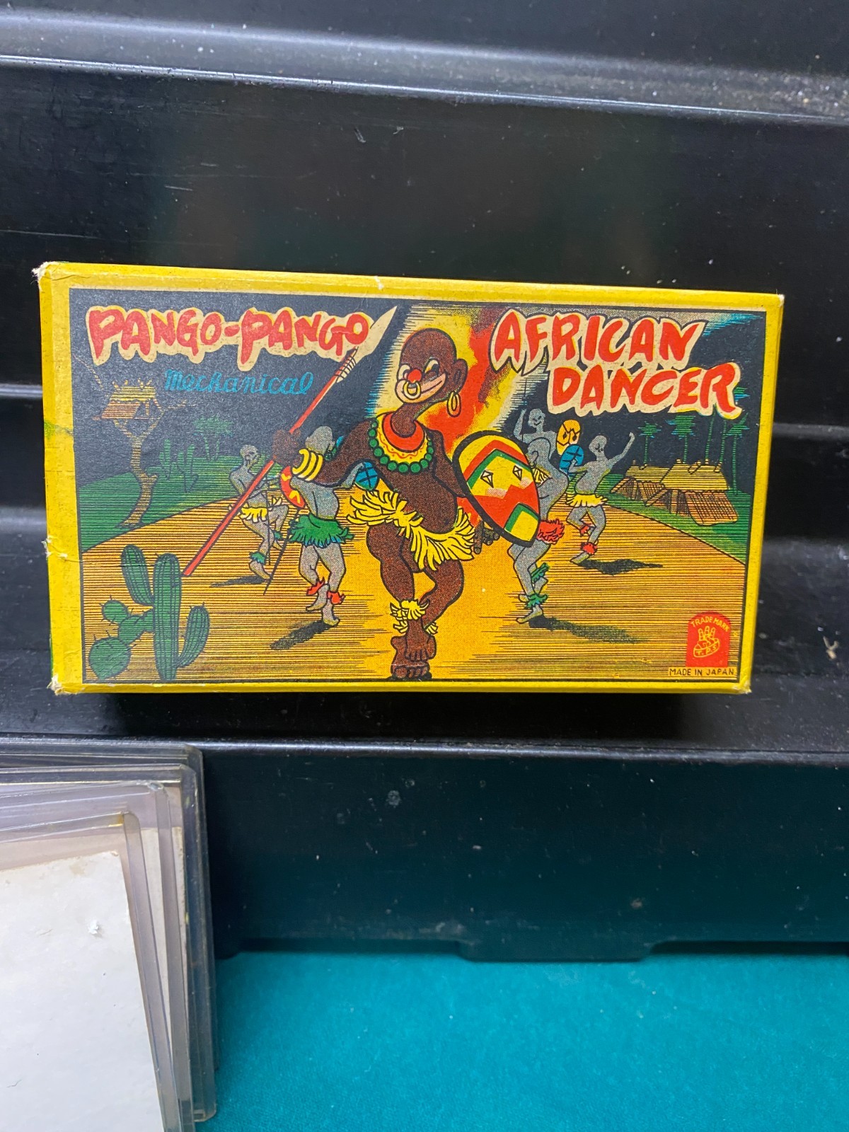 Vintage Pango Pango African Dancer Tin Mechanical Wind up Toy In Original Box