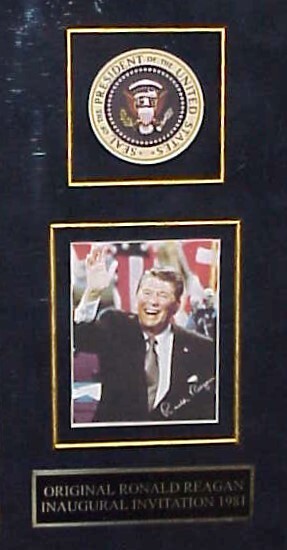 FRAMED INVITATION TO THE INAUGUATION OF PRESIDENT RONALD REAGAN 1/12/81