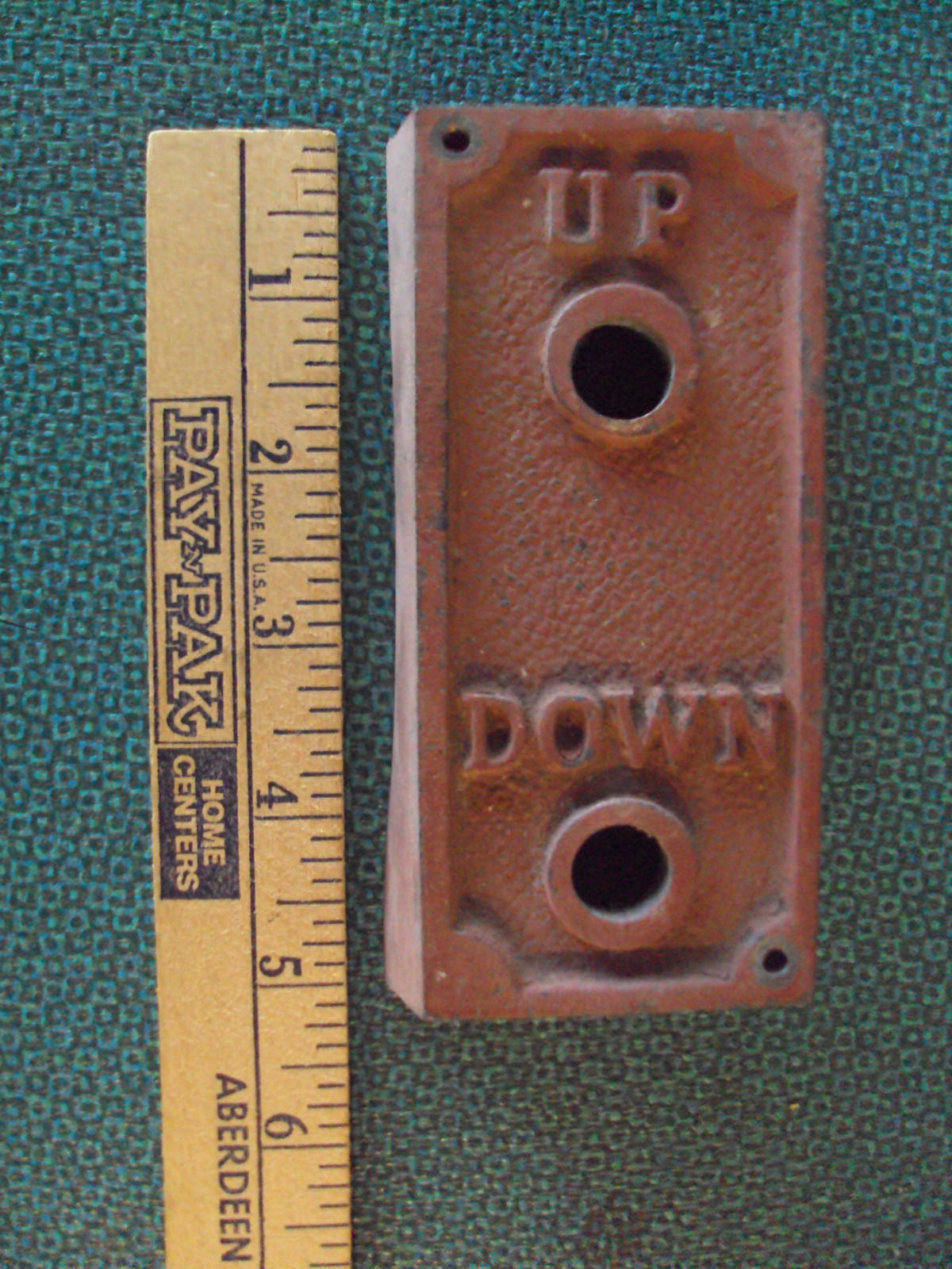 Vintage Elevator Button Case, Red Metal Box, Marked UP DOWN and Holes for Button