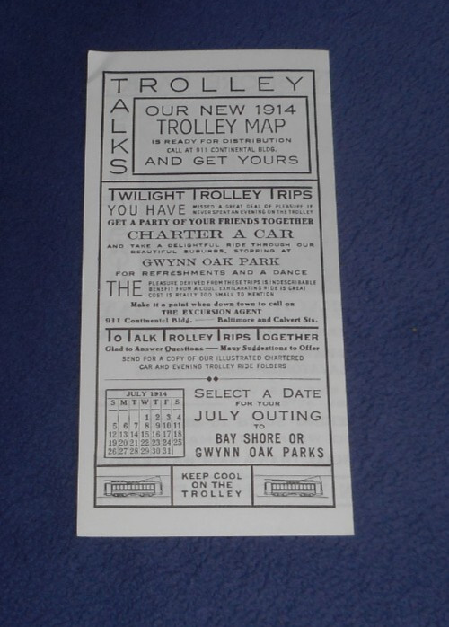 July 4, 1914 Trolly News Bay Shore Park Chesapeake United Railways & Electric