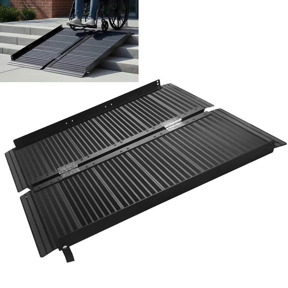 GOCAPTAIN 3FT Portable Wheelchair Ramp with Handle, Non-Slip Aluminum Folding