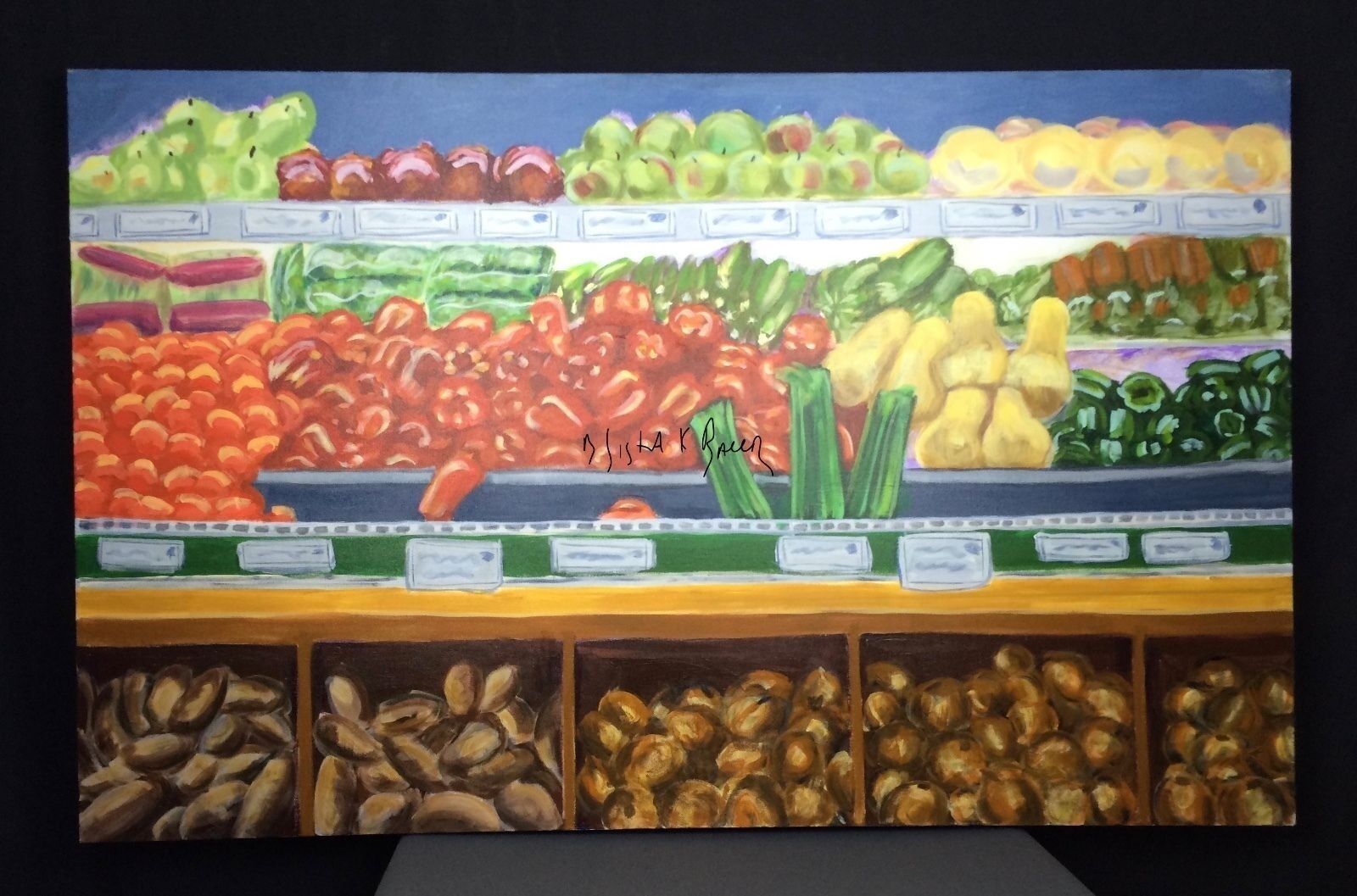 Art Fresh Vegetable Market Painting Original for Deli Restaurant 30x48