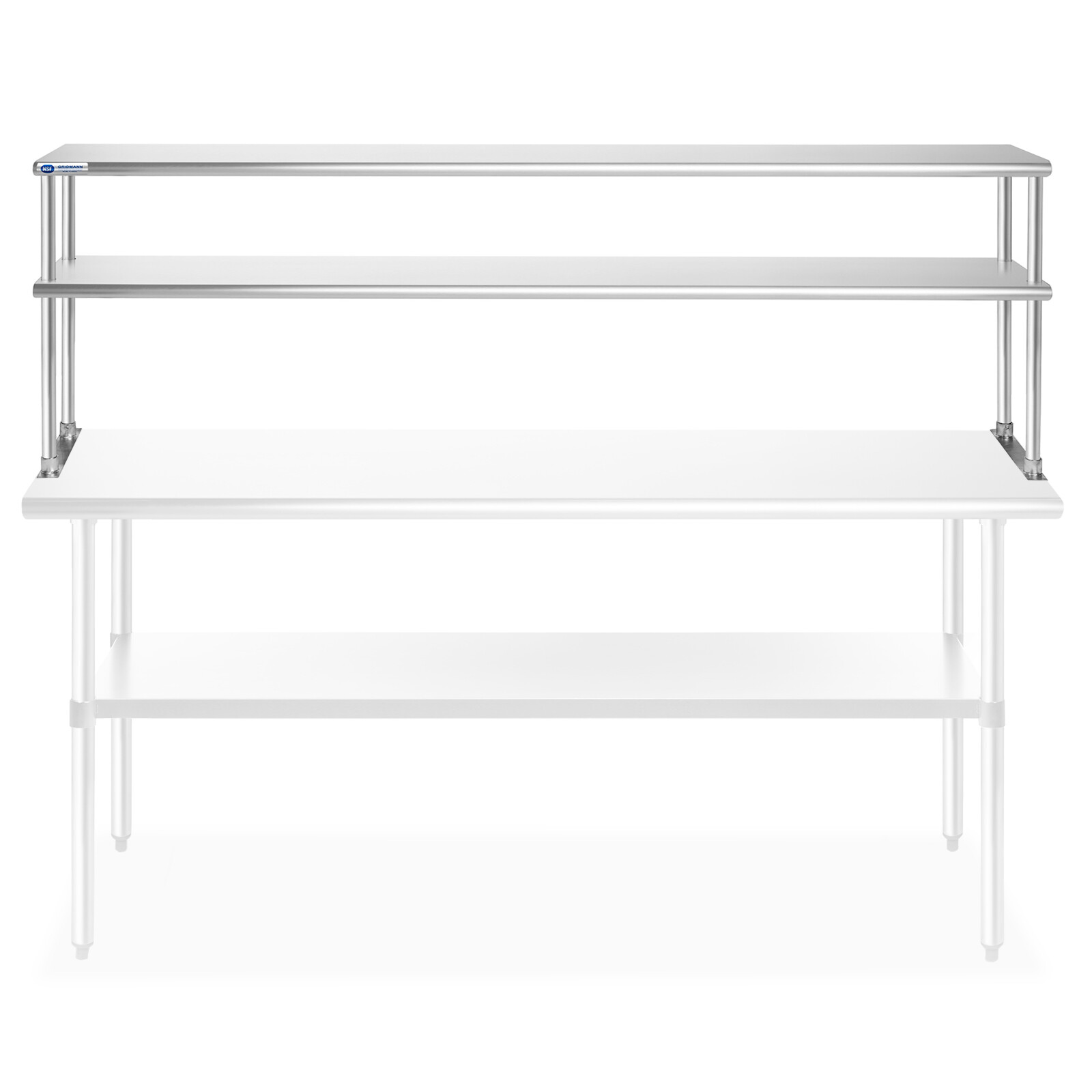 Commercial Stainless Steel Kitchen Prep Table Wide Double Overshelf - 30" x 72"
