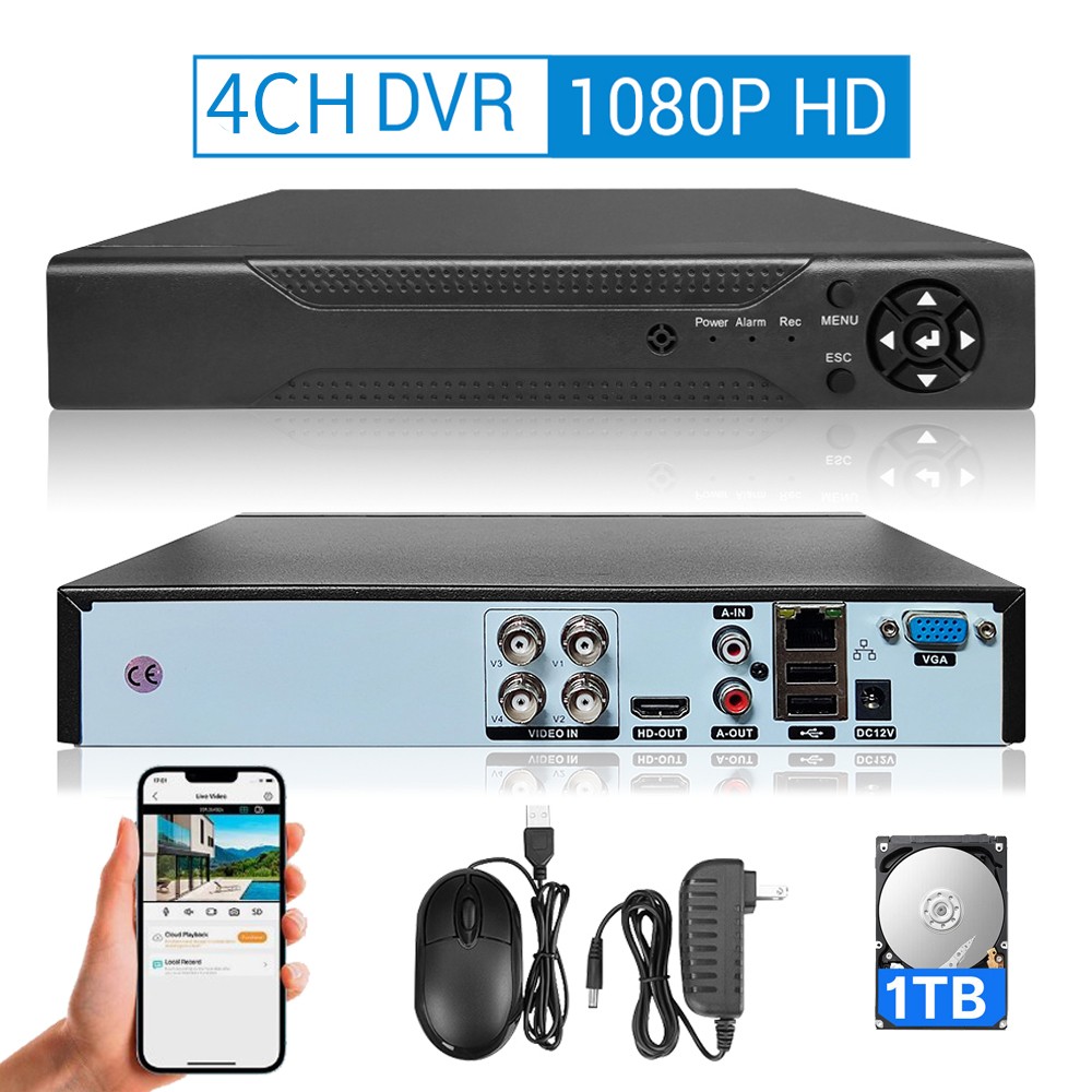 8 Channel H.265+ DVR 1080P HD with 1TB Hard Drive for Security Camera System US