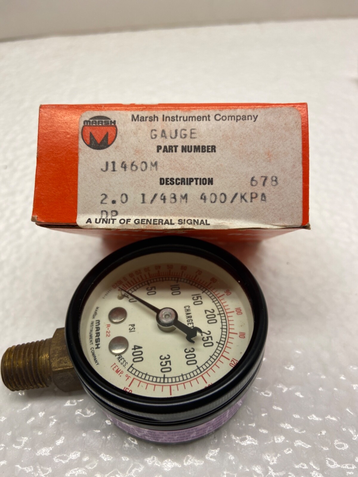 MARSH PRESSURE TEMPERATURE GAUGE ~ NOS ~ #J1460M 2" ~ 1/4BM ~ 400/KPA STEAMPUNK