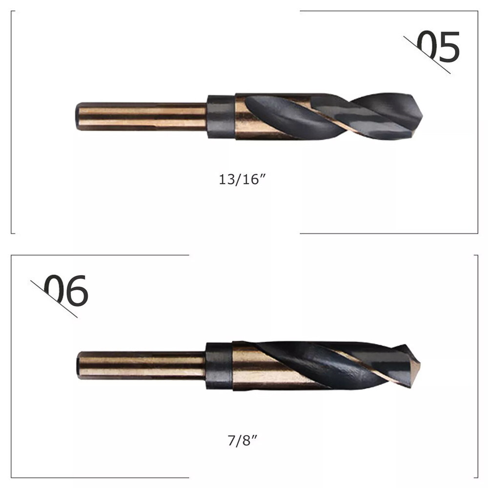 8pc HSS Cobalt Silver & Deming Drill Bits Set, Large Size 9/16" to 1", Reduced 1