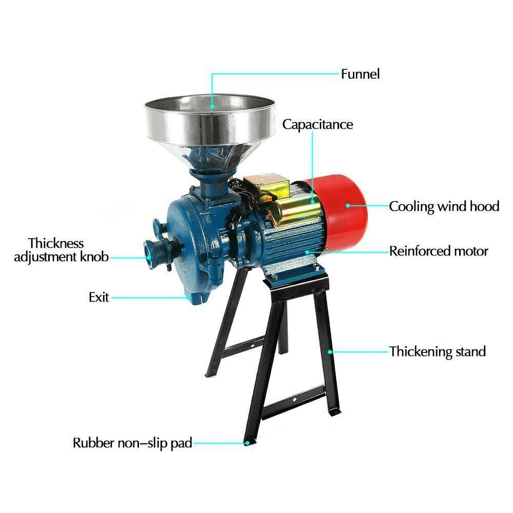 Electric Grinder Mill Grain Corn Wheat Feed/Flour Wet&Dry Cereal Machine 110V