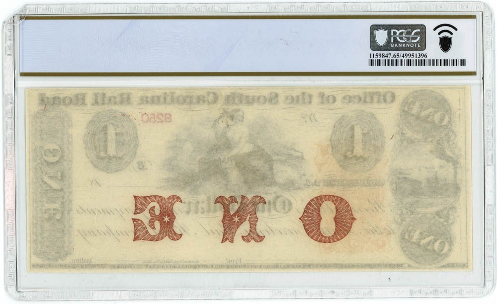 1840s-70s $1 Office Of The South Carolina Rail Road Charleston 65 PPQ PCGS