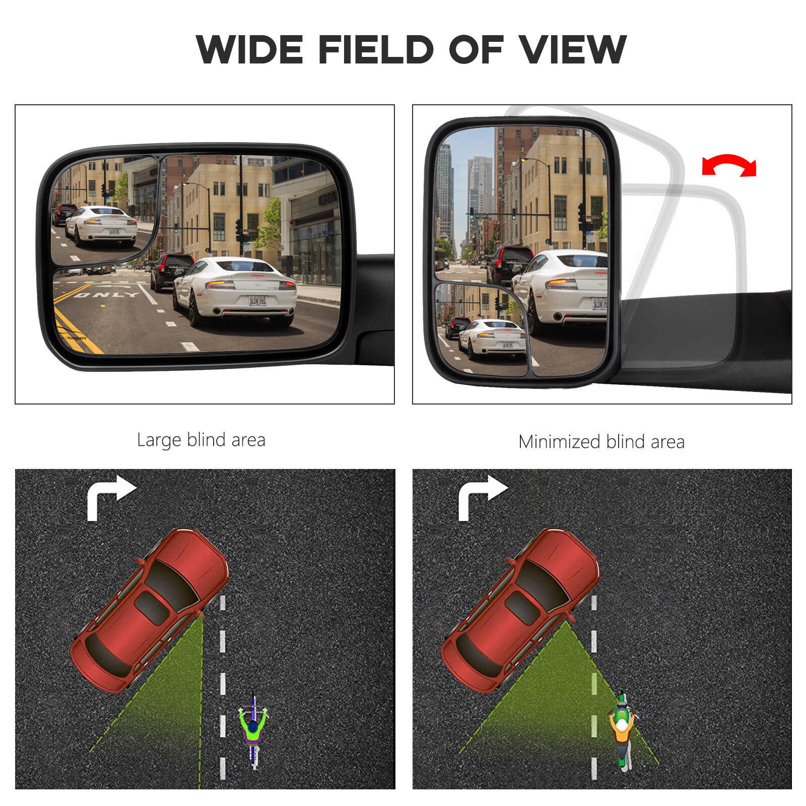 Left+Right 1994-2001 Dodge RAM 1500 94-02 2500/3500 Flip Up Manual Tow Mirrors