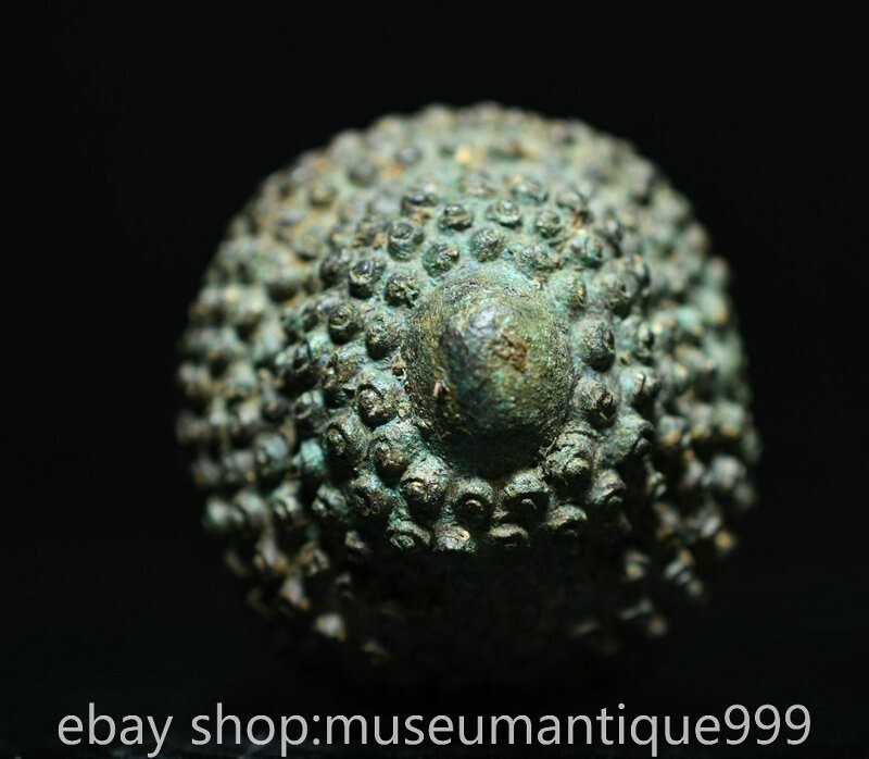 2.4" Old Chinese Bronze Ware Tang Dynasty Shakyamuni Buddha Head Statue