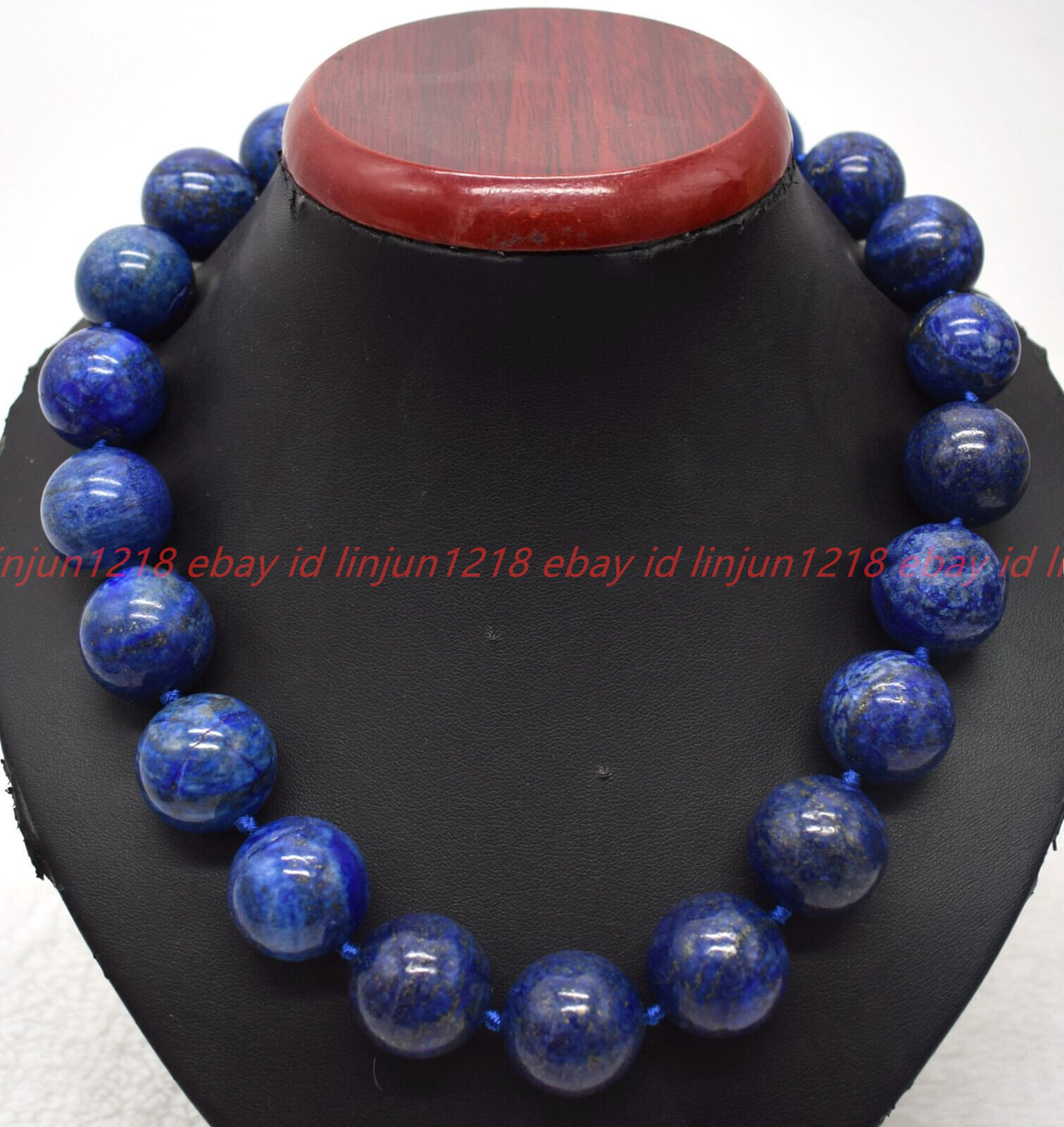 Huge Pretty Genuine Natural 20mm Blue Lapis Lazuli Genstone Round Bead Necklace