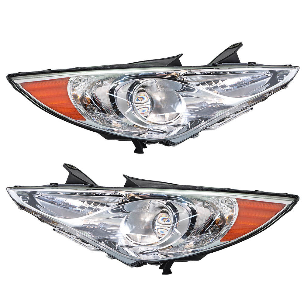 Pair Chrome Left+Right For 2011-2014 Hyundai Sonata LED Clear Headlights Lamps
