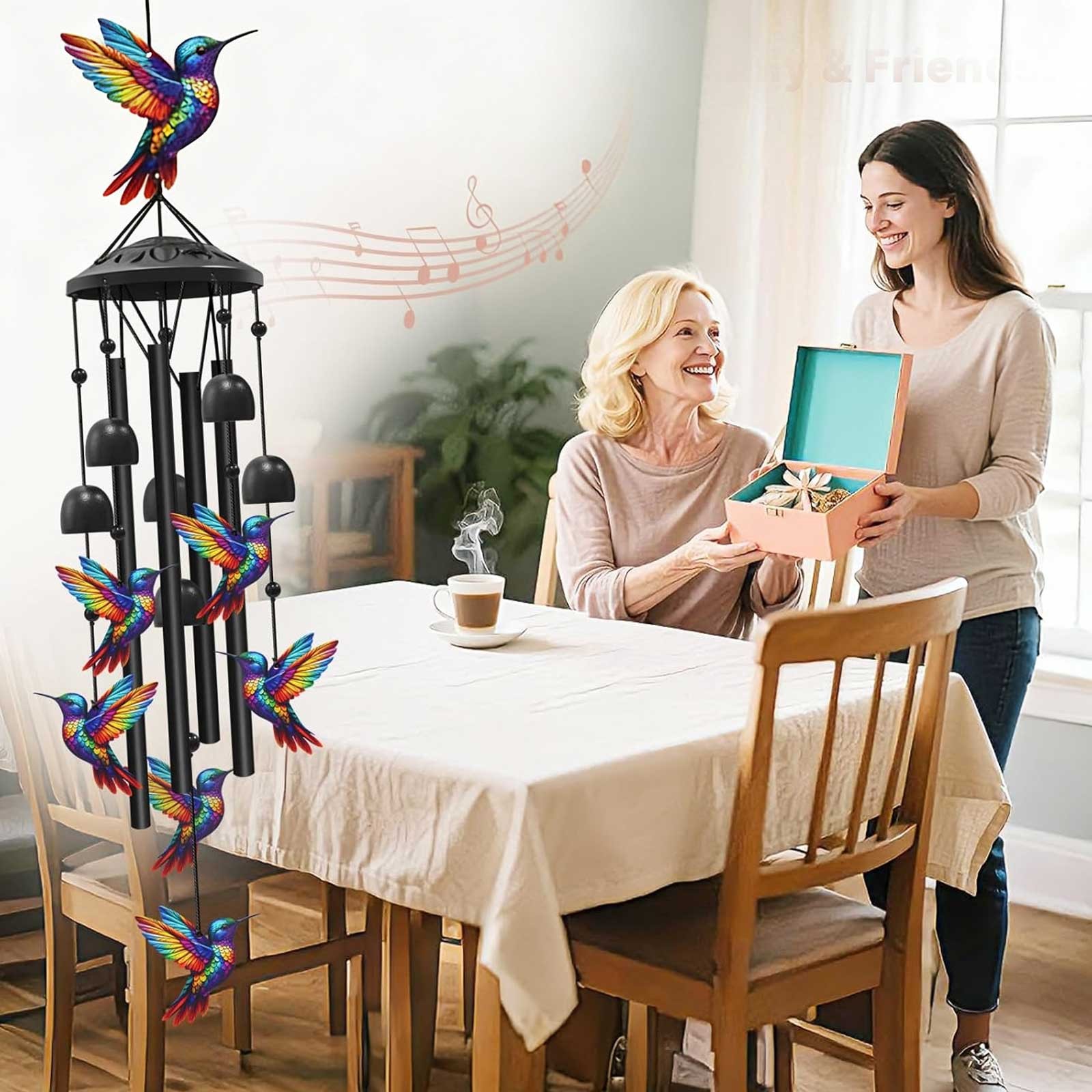 Hummingbird Memorial Wind Chimes Grandma Mom Garden Patio Sympathy Gift Outdoor