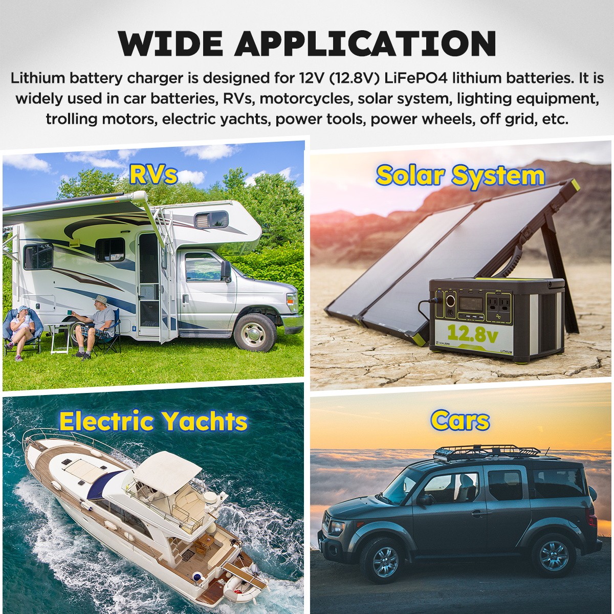 14.6V 40A Smart Lithium Battery Charger LiFePO4 Fast Charging w/Anderson Plug