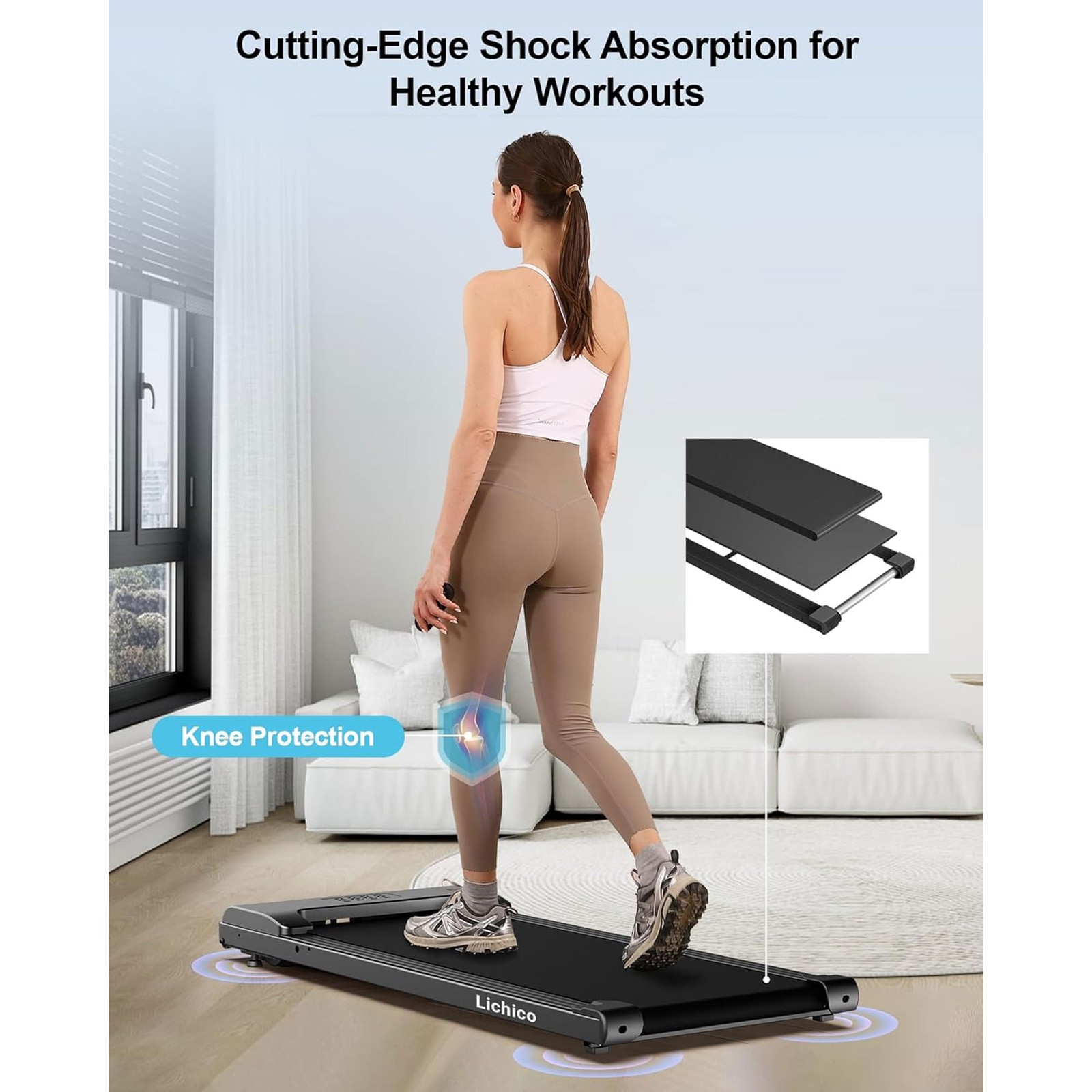 Lichico Walking Pad Under Desk Treadmill, Portable Exercise Machine (For Parts)