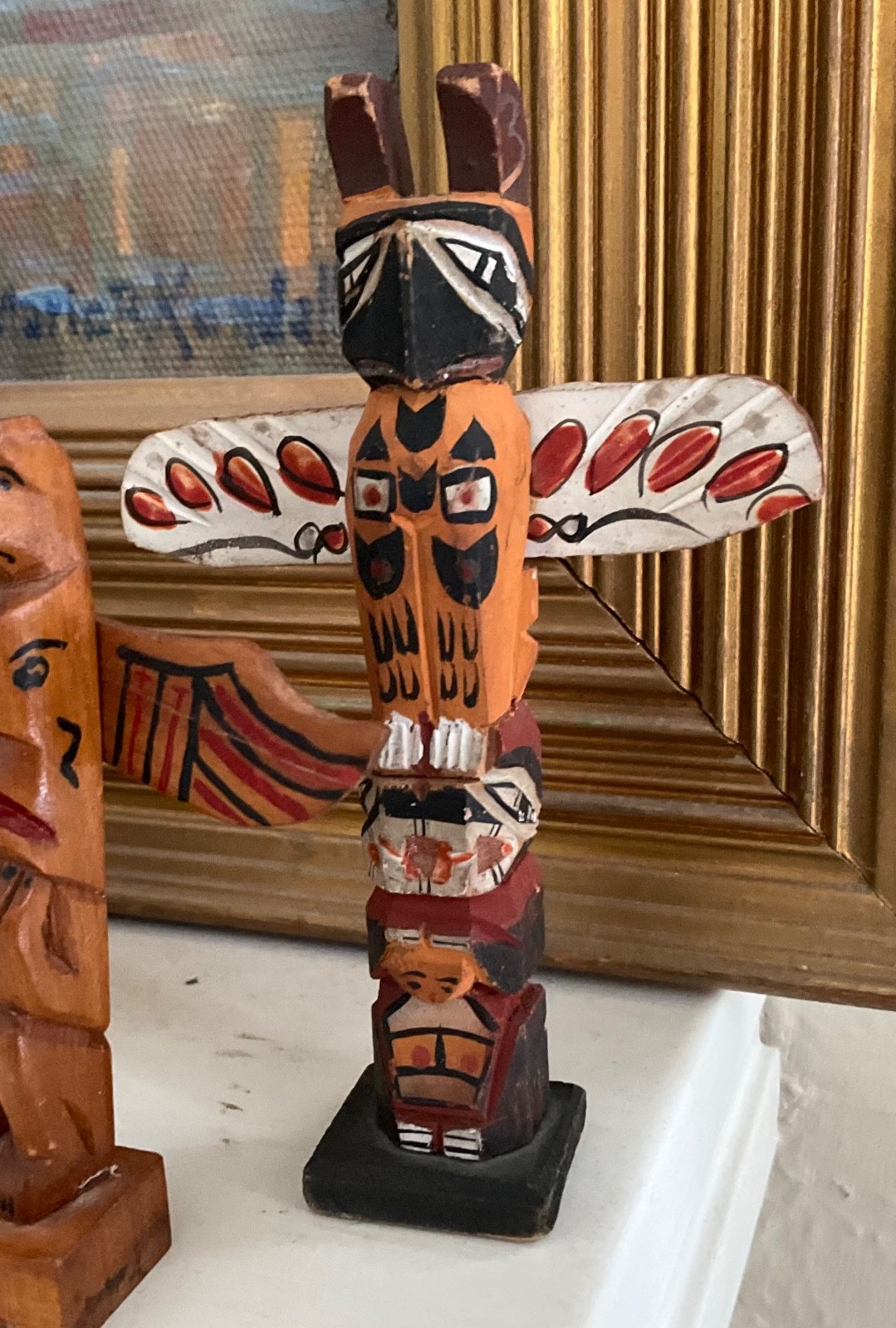 Vintage TOTEM POLE LOT Native Canadian Hand Carved SOUVENIR TRADE ABORIGINAL
