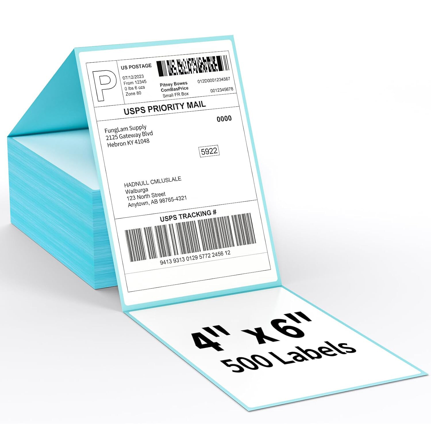 500Labels 4x6 Fanfold Perforated Direct Thermal Shipping Labels for Zebra Rollo