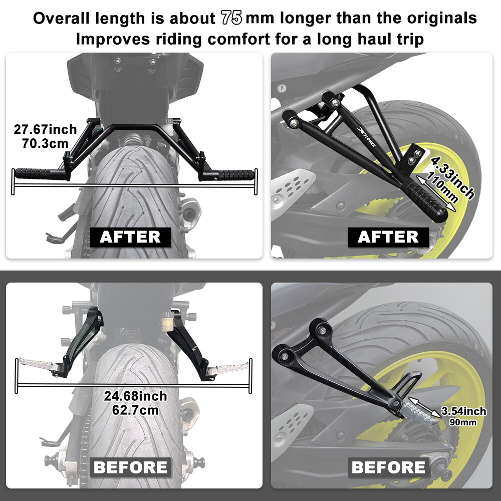 Fit For Yamaha FZ-07 / MT-07 2014-2025 Stunt Subcage Rear Footpeg Crash Bars