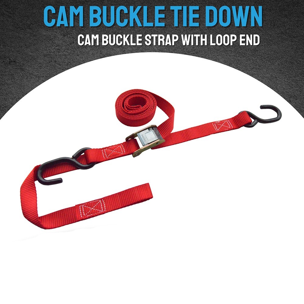 12PK Cam Buckle Tie-Down Straps w/S Hook Soft Loops Heavy Duty Motorcycle Straps