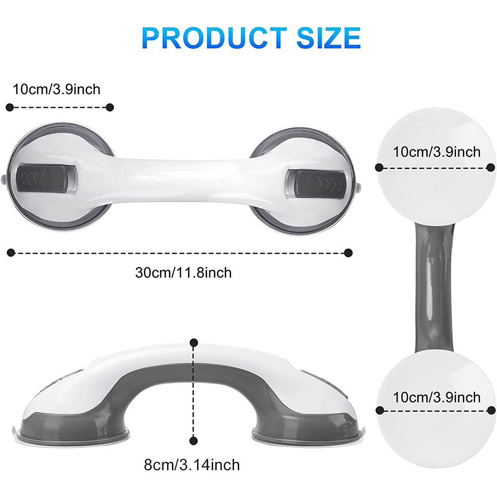 12inch Shower Handle Strong Hold Suction Cup Grab Bars Safety Hand Rai Bathroom
