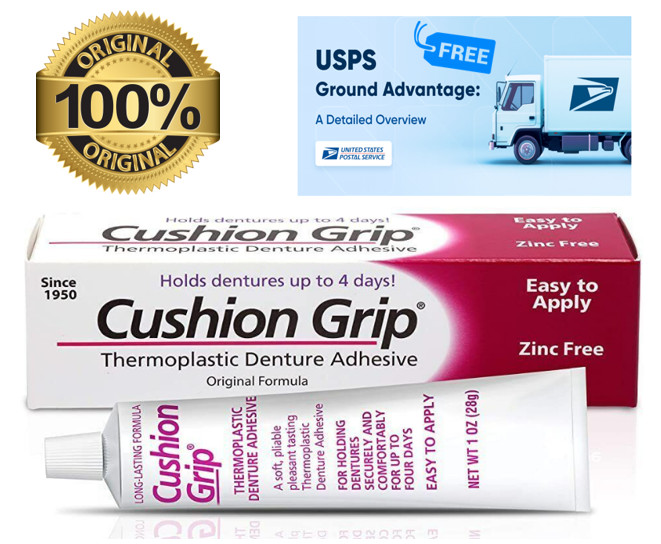 Cushion Grip Soft Thermoplastic Denture Adhesive 1 Oz - (Pack of 1,2,3,4, (5+1)