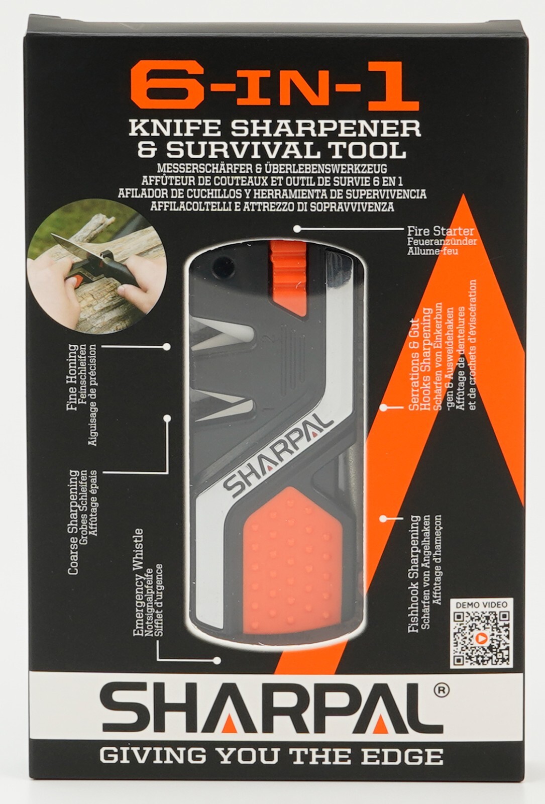 SHARPAL 6-In-1 Pocket Knife Sharpener&Survival Tool, with Fire Starter, Whistle