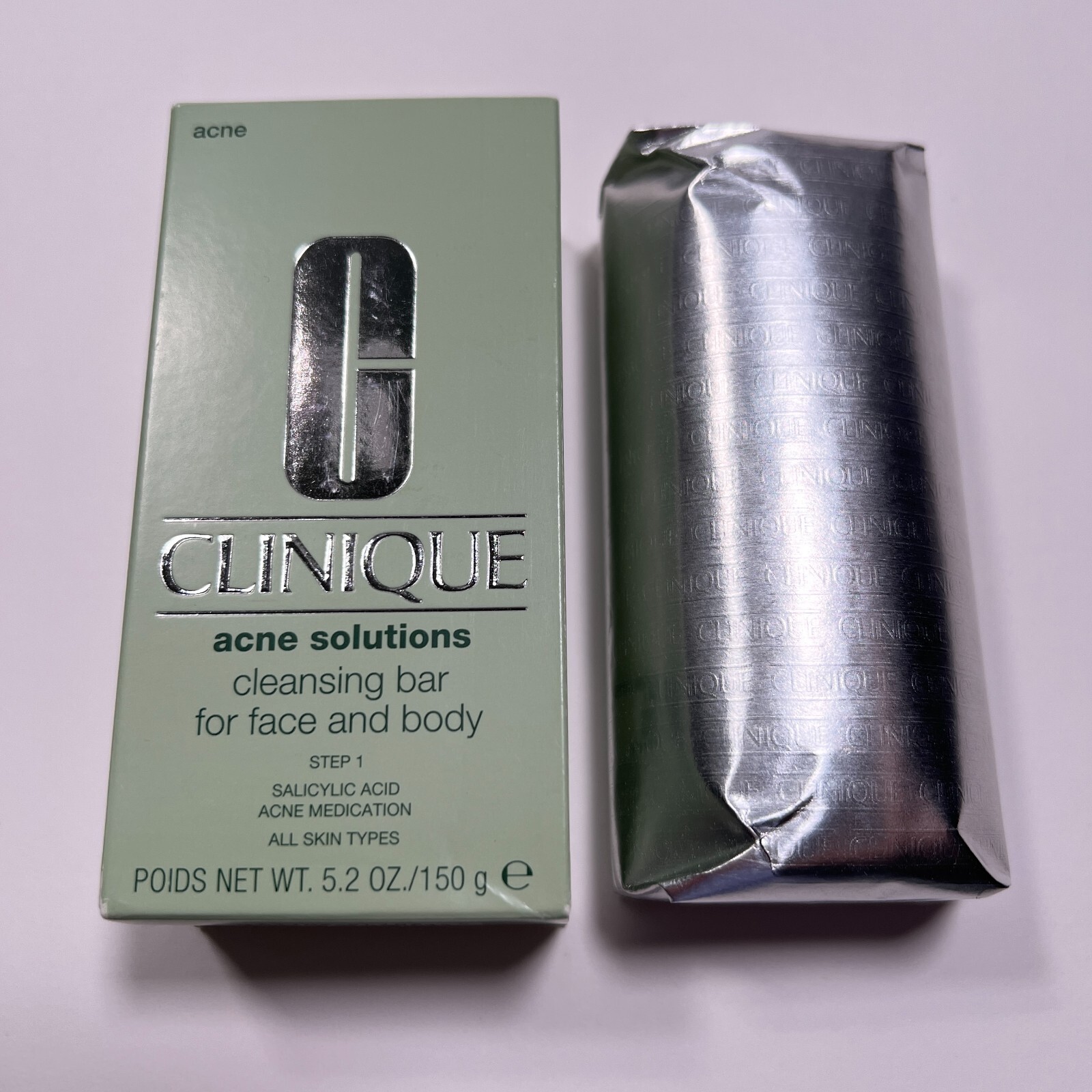 Clinique Acne Solutions Cleansing Bar Soap For Face and Body Full Size 5.2 oz