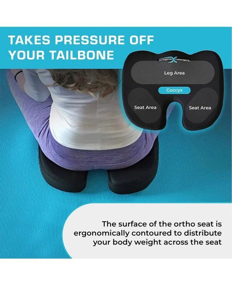 Xtreme Comforts Foam Coccyx Tailbone Cushion - Orthopedic Non-Slip Chair Pillow